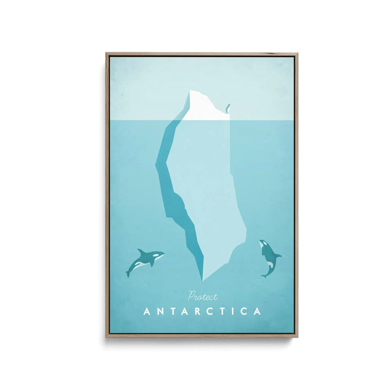 Antarctica by Henry Rivers - Stretched Canvas Print or Framed Fine Art Print - Artwork- Vintage Inspired Travel Poster I Heart Wall Art Australia 