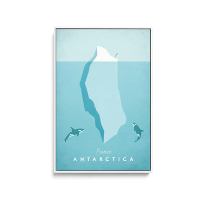 Antarctica by Henry Rivers - Stretched Canvas Print or Framed Fine Art Print - Artwork- Vintage Inspired Travel Poster I Heart Wall Art Australia 