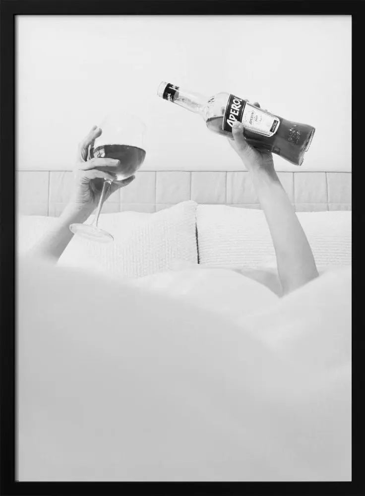 Aperol In Bed B&w - Stretched Canvas, Poster or Fine Art Print I Heart Wall Art