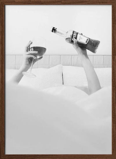 Aperol In Bed B&w - Stretched Canvas, Poster or Fine Art Print I Heart Wall Art