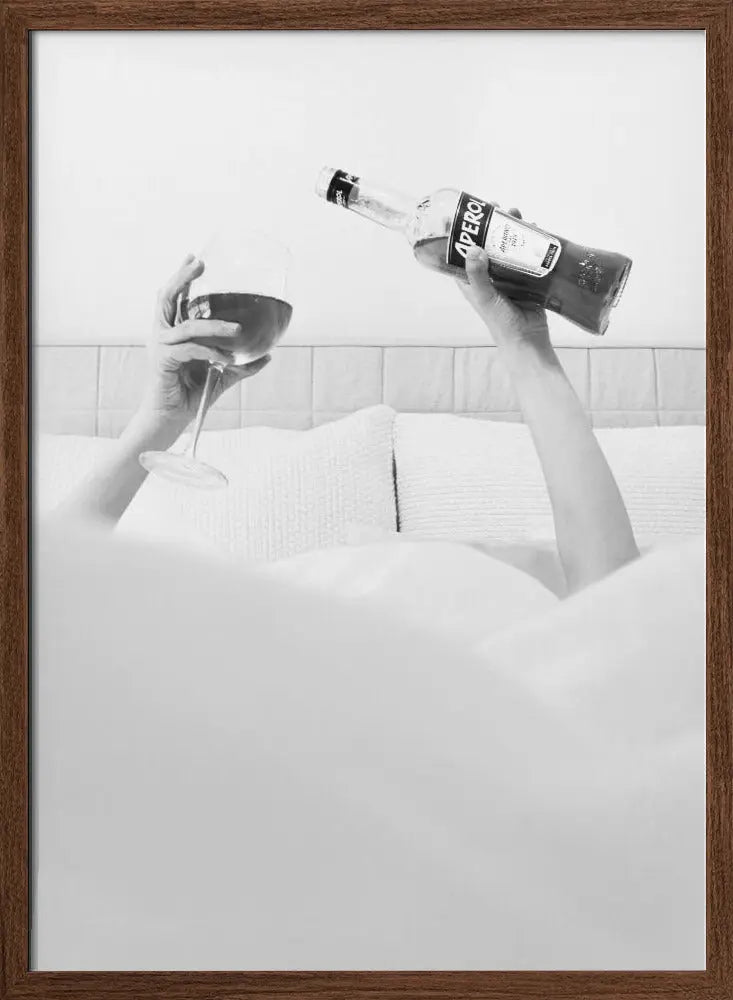Aperol In Bed B&w - Stretched Canvas, Poster or Fine Art Print I Heart Wall Art