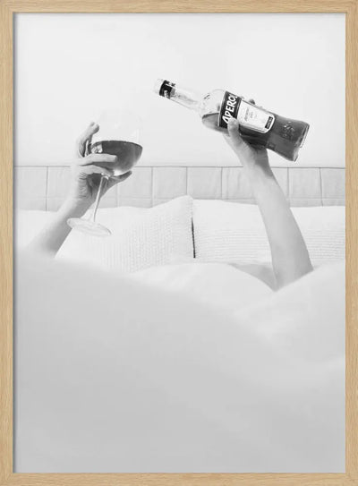 Aperol In Bed B&w - Stretched Canvas, Poster or Fine Art Print I Heart Wall Art