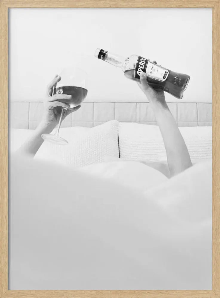 Aperol In Bed B&w - Stretched Canvas, Poster or Fine Art Print I Heart Wall Art