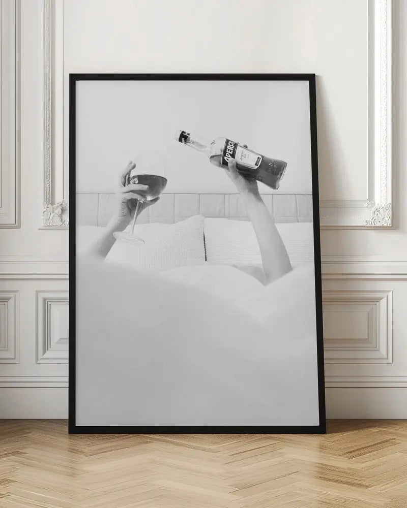 Aperol In Bed B&w - Stretched Canvas, Poster or Fine Art Print I Heart Wall Art