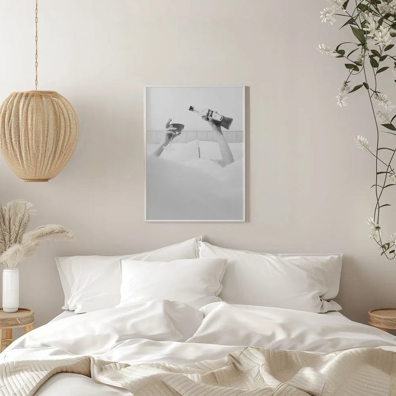 Aperol In Bed B&w - Stretched Canvas, Poster or Fine Art Print I Heart Wall Art