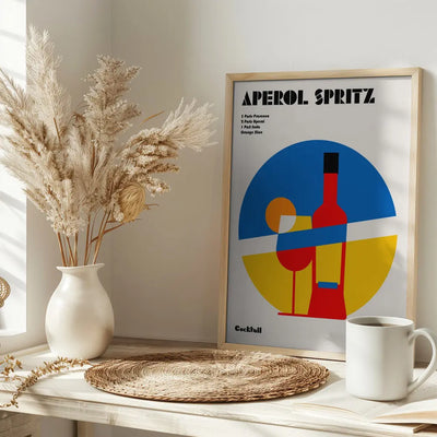 Aperol Spritz Cocktail Bauhaus Art Print - Stretched Canvas, Poster or Fine Art Print I Heart Wall Art
