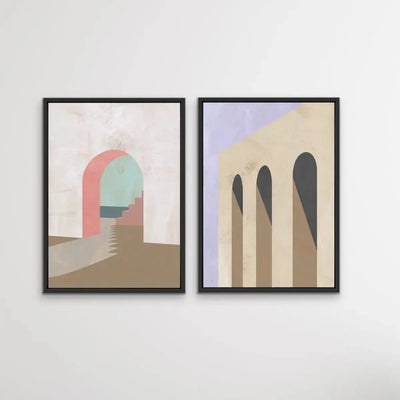 Arch Series- Textural Boho Landscape Prints - Canvas or Paper Prints - Two Piece Set - I Heart Wall Art - Poster Print, Canvas Print or Framed Art Print