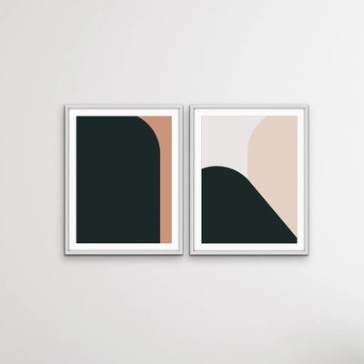 Arches - Two Piece Minimalist Boho Print Set Diptych - I Heart Wall Art - Poster Print, Canvas Print or Framed Art Print