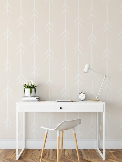 Arrow Wallpaper In White- Peel and Stick and Soak and Stick Wallpaper I Heart Wall Art Australia 