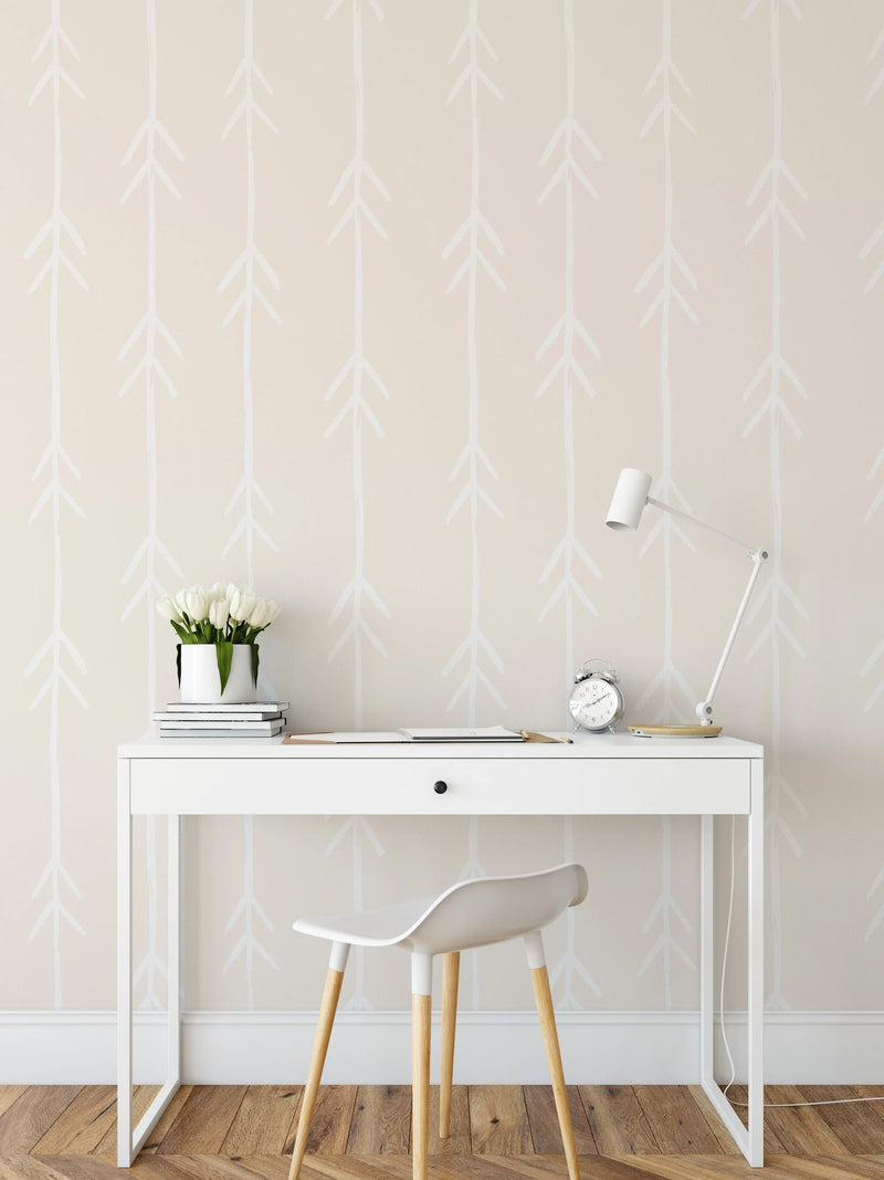 Arrow Wallpaper In White- Peel and Stick and Soak and Stick Wallpaper - I Heart Wall Art