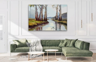 At The Creek - Australian Landscape Eucalyptus Gum Tree Print - I Heart Wall Art - Poster Print, Canvas Print or Framed Art Print