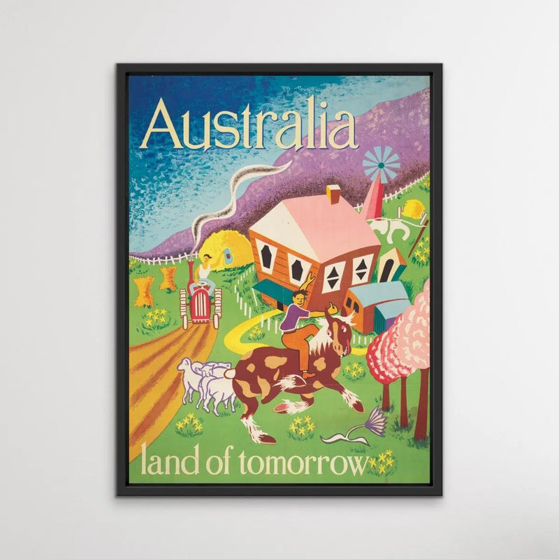 Australia Land Of Tomorrow Vintage Travel Poster - I Heart Wall Art - Poster Print, Canvas Print or Framed Art Print