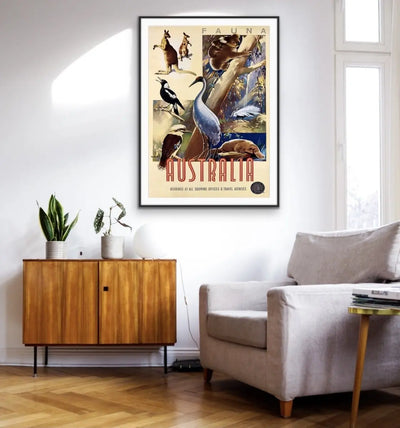 Australian Fauna - Vintage Travel Poster - I Heart Wall Art - Poster Print, Canvas Print or Framed Art Print