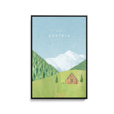 Austria by Henry Rivers - Stretched Canvas Print or Framed Fine Art Print - Artwork- Vintage Inspired Travel Poster I Heart Wall Art Australia 