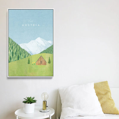 Austria by Henry Rivers - Stretched Canvas Print or Framed Fine Art Print - Artwork- Vintage Inspired Travel Poster I Heart Wall Art Australia 