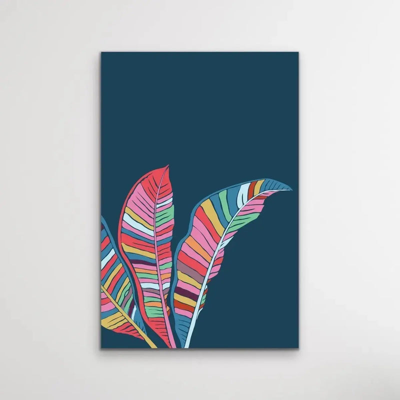 Banana Palm - Turquoise Pink Banana Palm Graphic Wall Art Print Canvas - I Heart Wall Art