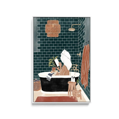 Bathroom Babe by Ivy Green Illustrations- Stretched Canvas Print or Framed Fine Art Print - Artwork - I Heart Wall Art - Poster Print, Canvas Print or Framed Art Print