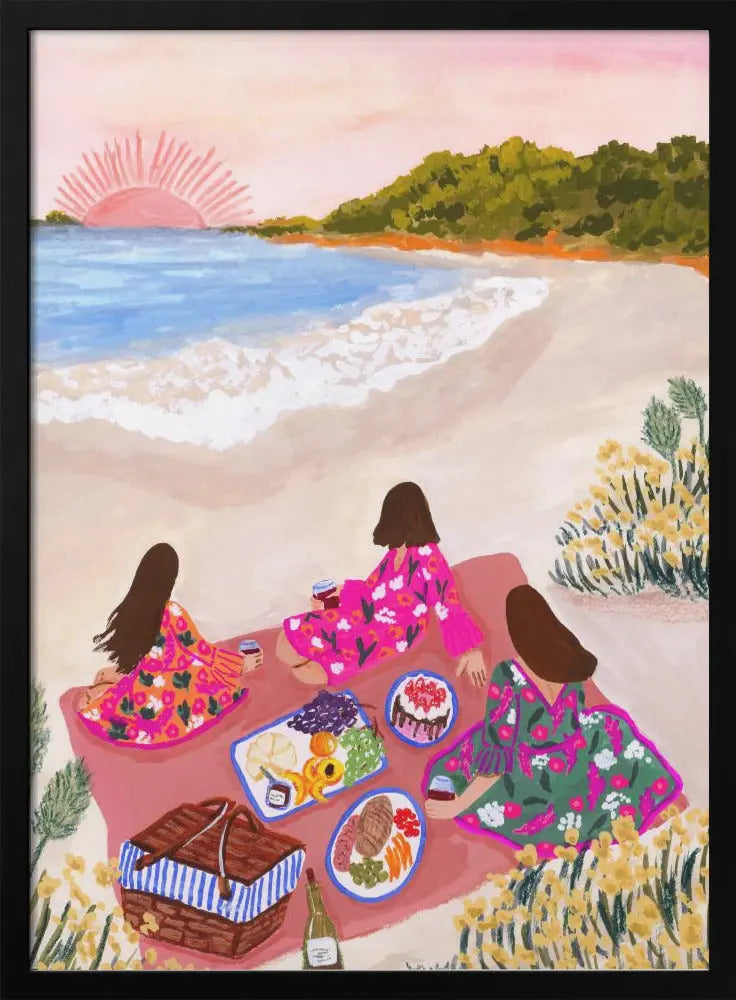Beach Picnic - Stretched Canvas, Poster or Fine Art Print I Heart Wall Art
