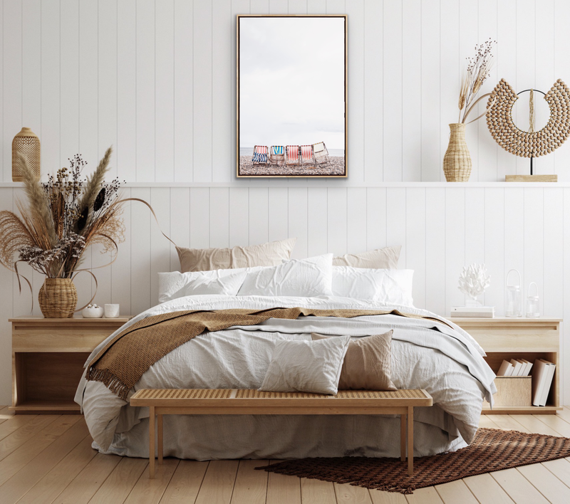 Beach Umbrellas - Coastal Photographic Art / Stretched Canvas Print