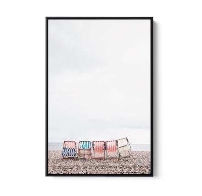 Beach Umbrellas - Coastal Photographic Art / Stretched Canvas Print