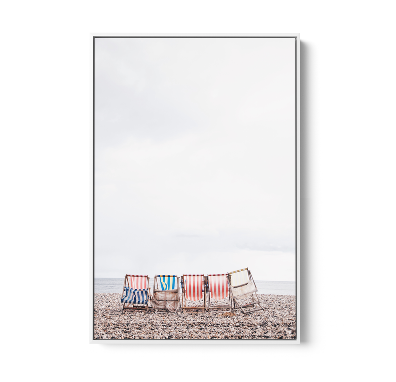 Beach Umbrellas - Coastal Photographic Art / Stretched Canvas Print