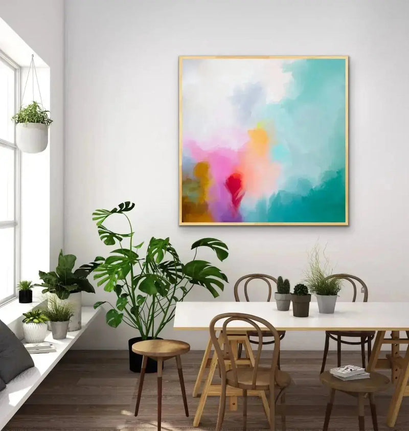 Beacon - Original Pink and Blue Abstract Canvas Wall Art Print - I Heart Wall Art - Poster Print, Canvas Print or Framed Art Print