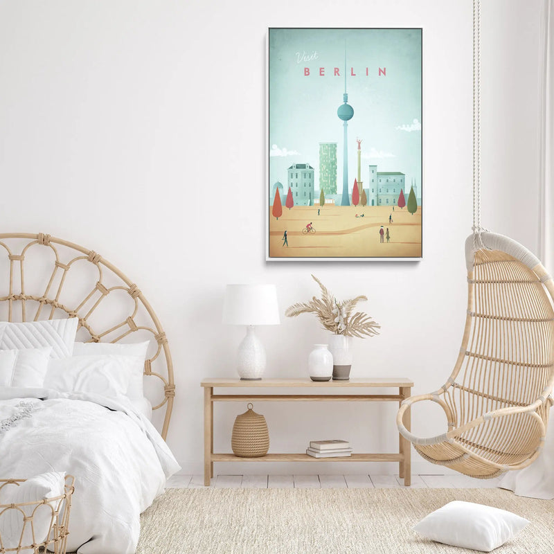 Berlin by Henry Rivers - Stretched Canvas Print or Framed Fine Art Print - Artwork- Vintage Inspired Travel Poster I Heart Wall Art Australia 