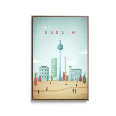 Berlin by Henry Rivers - Stretched Canvas Print or Framed Fine Art Print - Artwork- Vintage Inspired Travel Poster I Heart Wall Art Australia 