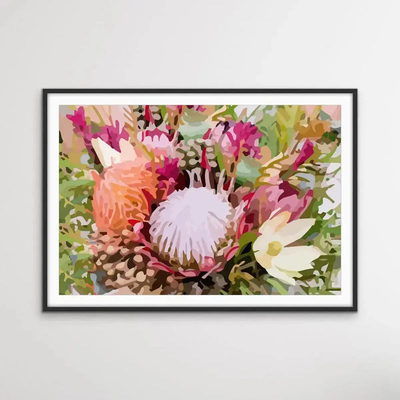 Big Bouquet- Australian Native Flower Original Artwork Canvas or Art Print - I Heart Wall Art - Poster Print, Canvas Print or Framed Art Print
