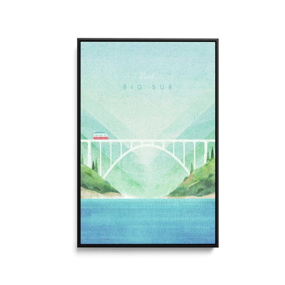 Big Sur by Henry Rivers - Stretched Canvas Print or Framed Fine Art Print - Artwork- Vintage Inspired Travel Poster I Heart Wall Art Australia 