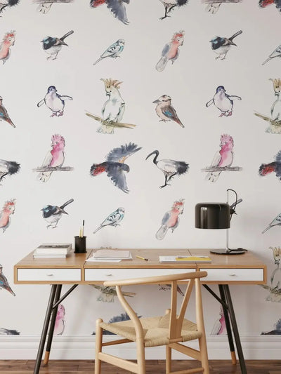 Bird Life - Australian Native Birds Watercolour Sketch Removable Wallpaper - I Heart Wall Art