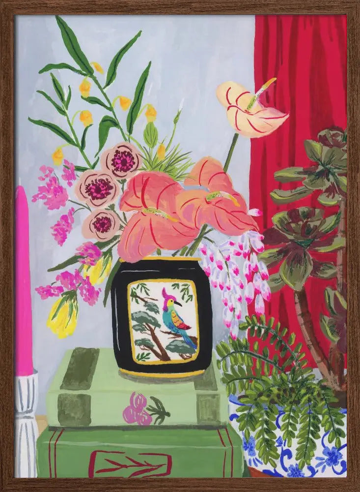 Bird Vase - Stretched Canvas, Poster or Fine Art Print I Heart Wall Art