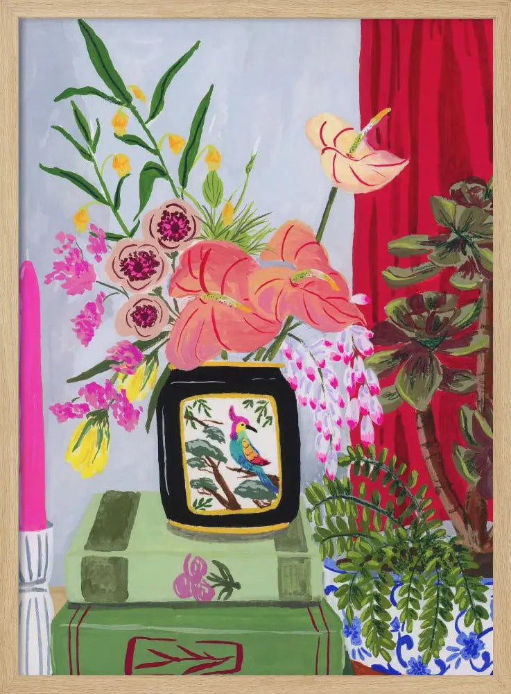 Bird Vase - Stretched Canvas, Poster or Fine Art Print I Heart Wall Art