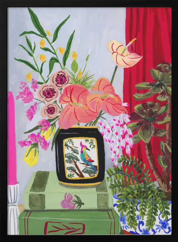 Bird Vase - Stretched Canvas, Poster or Fine Art Print I Heart Wall Art