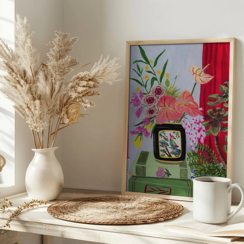 Bird Vase - Stretched Canvas, Poster or Fine Art Print I Heart Wall Art