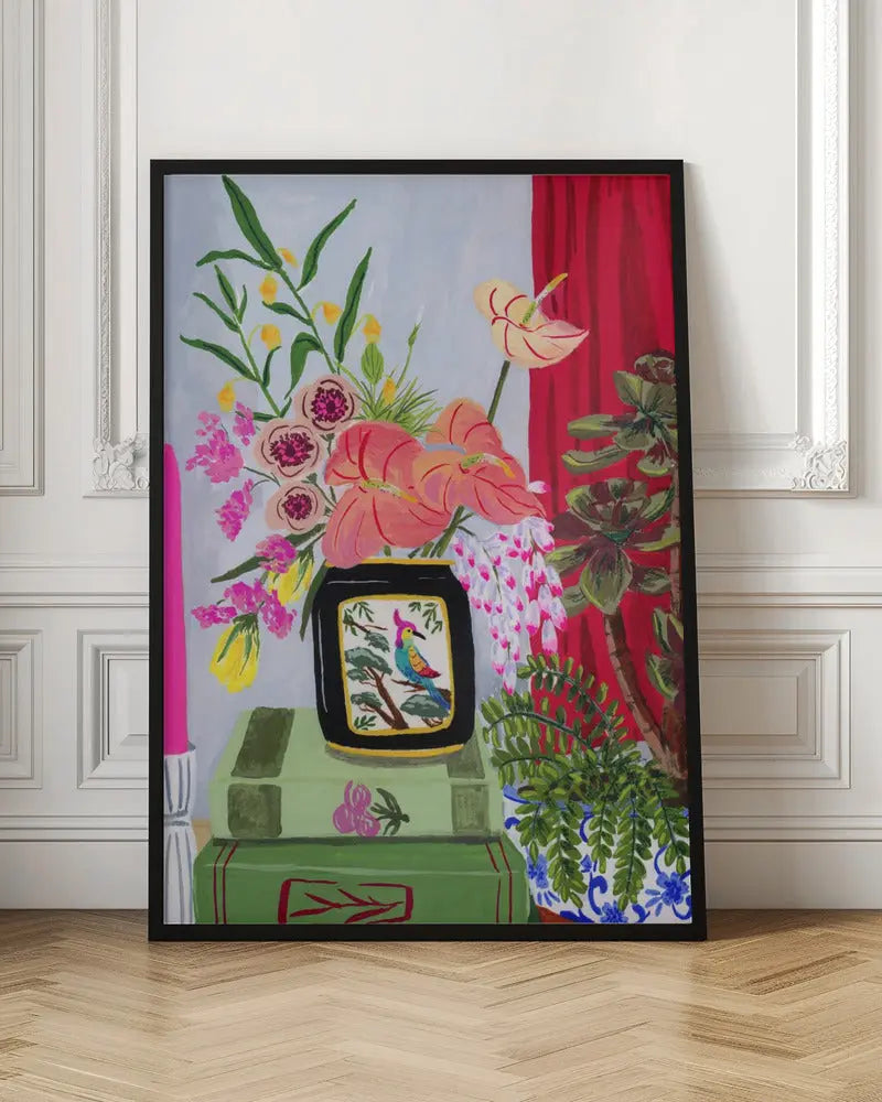 Bird Vase - Stretched Canvas, Poster or Fine Art Print I Heart Wall Art