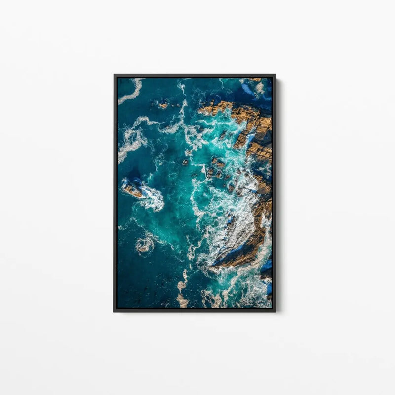 Birds Eye View - Aerial Ocean Art Print Stretched Canvas Wall Art - I Heart Wall Art - Poster Print, Canvas Print or Framed Art Print