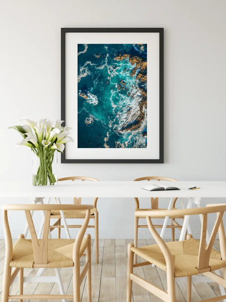 Aerial Ocean Rocks photographic wall art