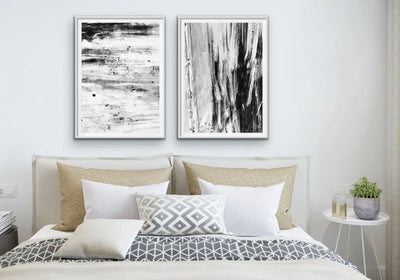 Black Bark - Two Piece Black and White Eucalyptus Contemporary Art Print Diptych - I Heart Wall Art - Poster Print, Canvas Print or Framed Art Print