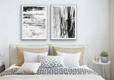 Black Bark - Two Piece Black and White Eucalyptus Contemporary Art Print Diptych - I Heart Wall Art