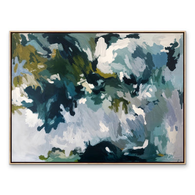 Dappled Lights In the Rainforest- Green and Blue Abstract Artwork Canvas Print by Edie Fogarty