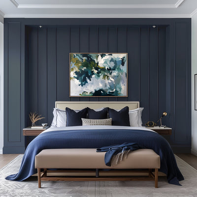 Dappled Lights In the Rainforest- Green and Blue Abstract Artwork Canvas Print by Edie Fogarty