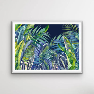 Blue Jungle - Blue and Green Watercolour Jungle Canvas and Art Print - I Heart Wall Art