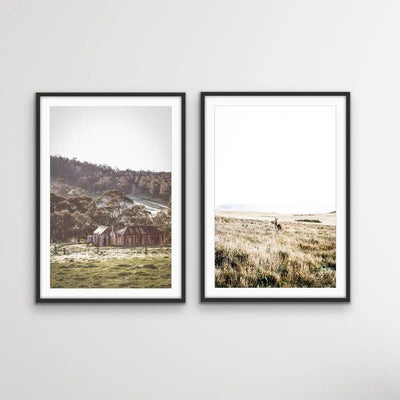 Blue Mountains and Kangaroo Wild - Two Piece Photographic Art Print Set Diptych - I Heart Wall Art - Poster Print, Canvas Print or Framed Art Print