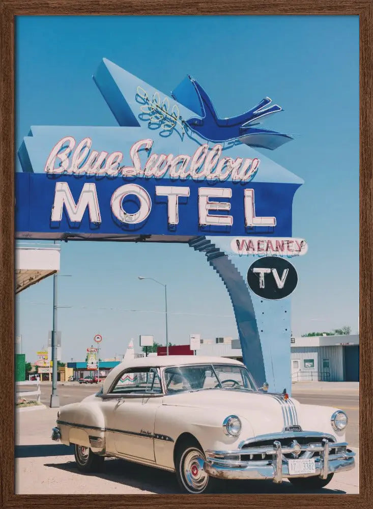 Blue Swallow Motel - Stretched Canvas, Poster or Fine Art Print I Heart Wall Art