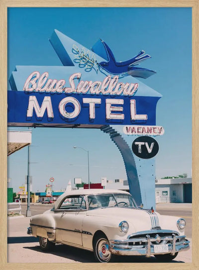 Blue Swallow Motel - Stretched Canvas, Poster or Fine Art Print I Heart Wall Art