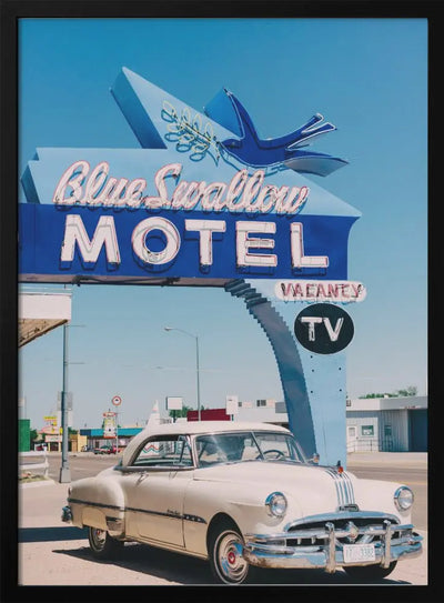 Blue Swallow Motel - Stretched Canvas, Poster or Fine Art Print I Heart Wall Art