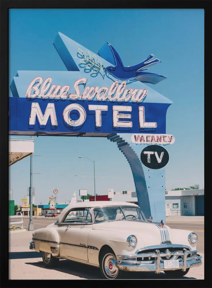 Blue Swallow Motel - Stretched Canvas, Poster or Fine Art Print I Heart Wall Art