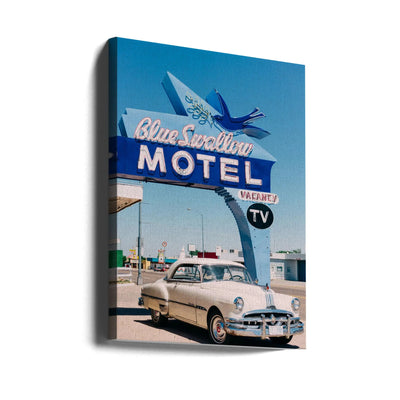 Blue Swallow Motel - Stretched Canvas, Poster or Fine Art Print I Heart Wall Art