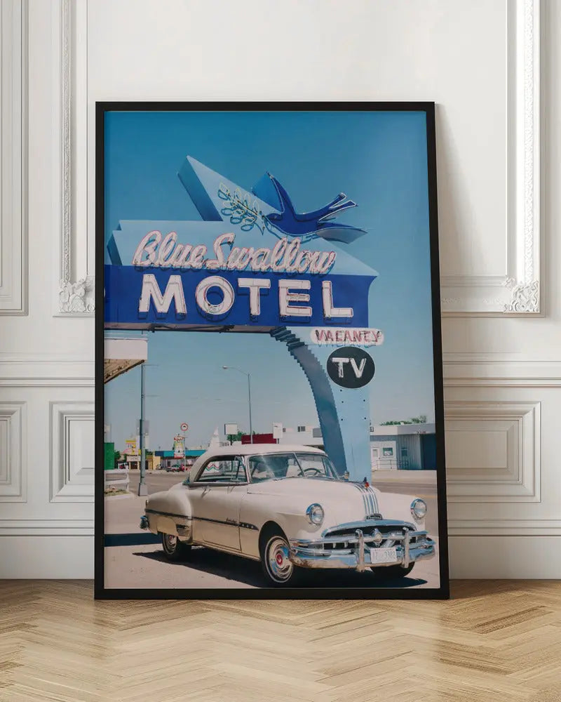 Blue Swallow Motel - Stretched Canvas, Poster or Fine Art Print I Heart Wall Art